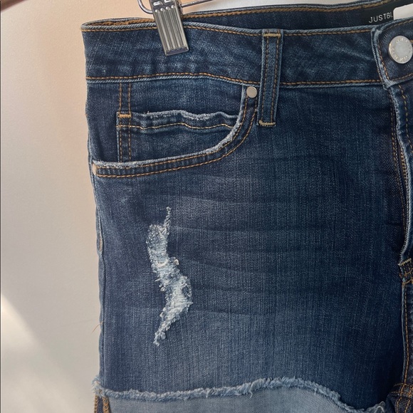 Just Black Midnight Blue Distressed Jean Shorts - Picture 3 of 5